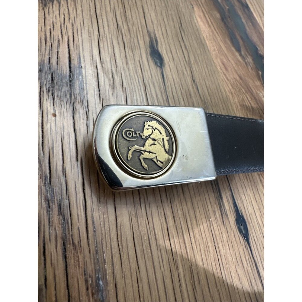 Colt Firearms Vintage belt with Logo buckle some signs of wear Brown Leather